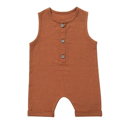 Summer Baby Boys Girls Rompers Toddler Kids Playsuit Jumpsuits Cotton Linen Infant Sleeveless Baby Clothes Ropa Bebe Overalls