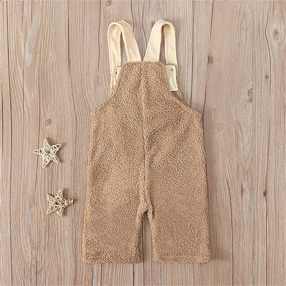 Toddler Kids Baby Girls Boy Fleece Suspender Pants Overalls Trousers Warm Romper Jumpsuits Outfits Winter Clothes J609